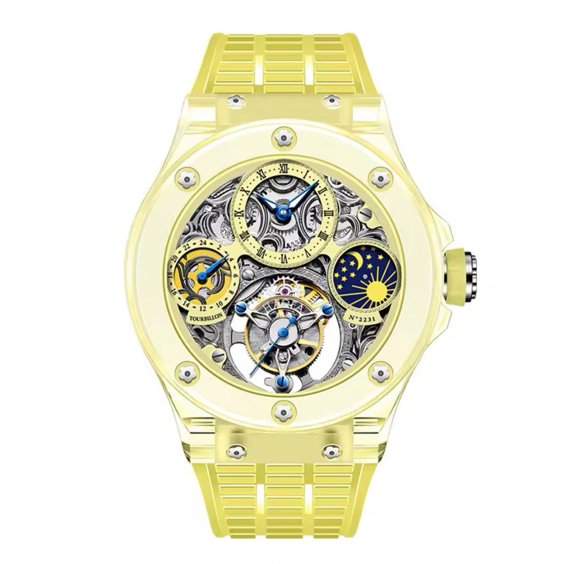 Haofa crystal flying tourbillon moon phase mechanical watch - ARI