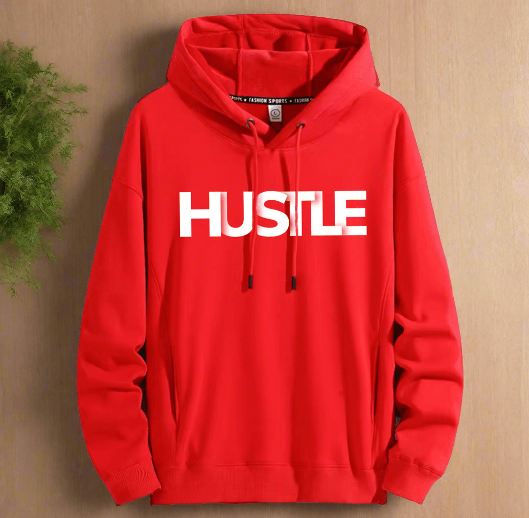 HUSTLE Art ,Winter plush hoodie warm and stylish for cold weather - ARI