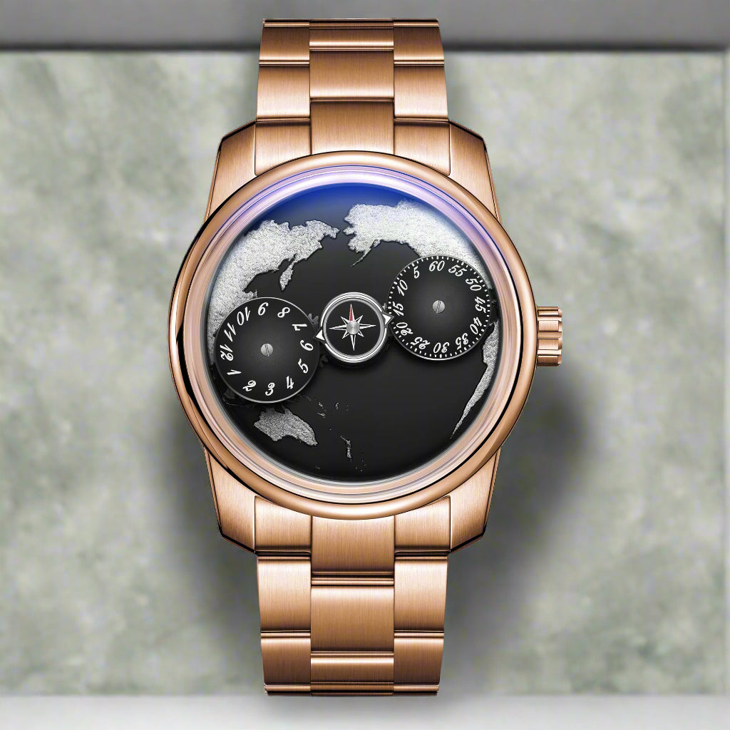 Earth automatic watch unique earth design stainless steel waterproof luminous dial,h