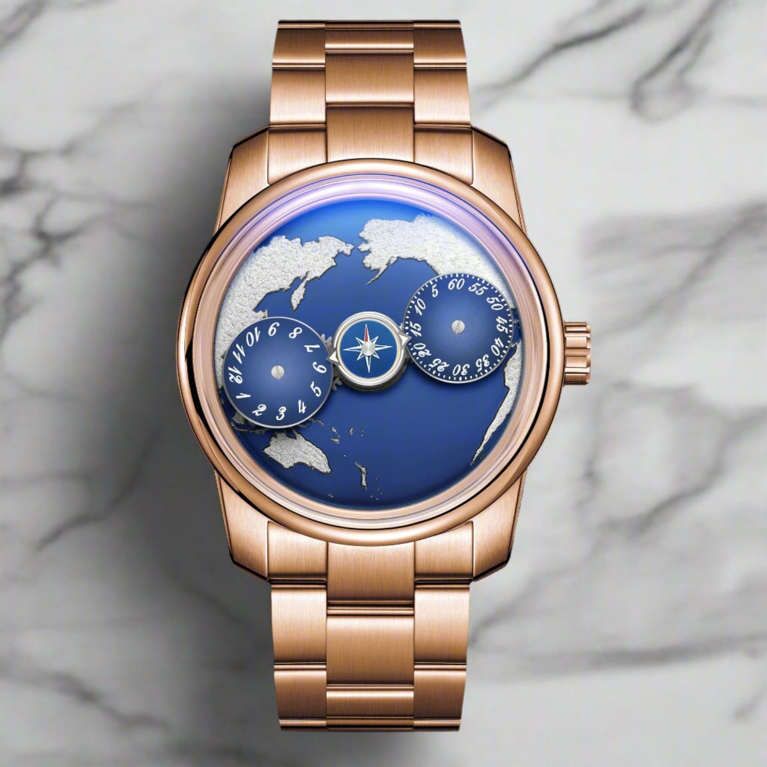 Earth automatic watch unique earth design stainless steel waterproof luminous dial,iu