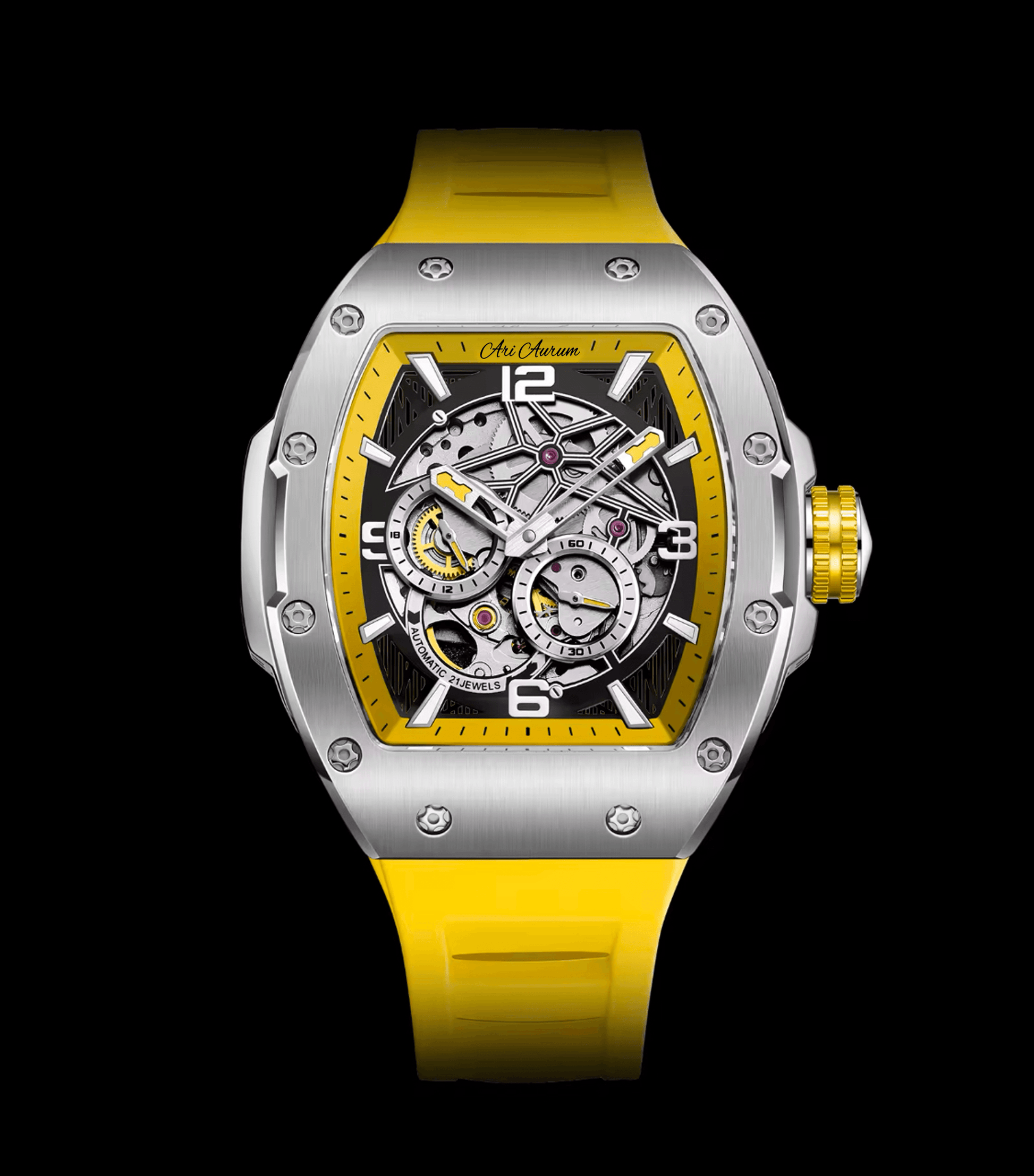 ARI AURUM automatic mechanical luxury stainless steel skeleton watch - ARI
