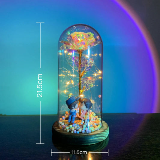 Glass dome rose romantic led flower for new year, wedding, or home decor