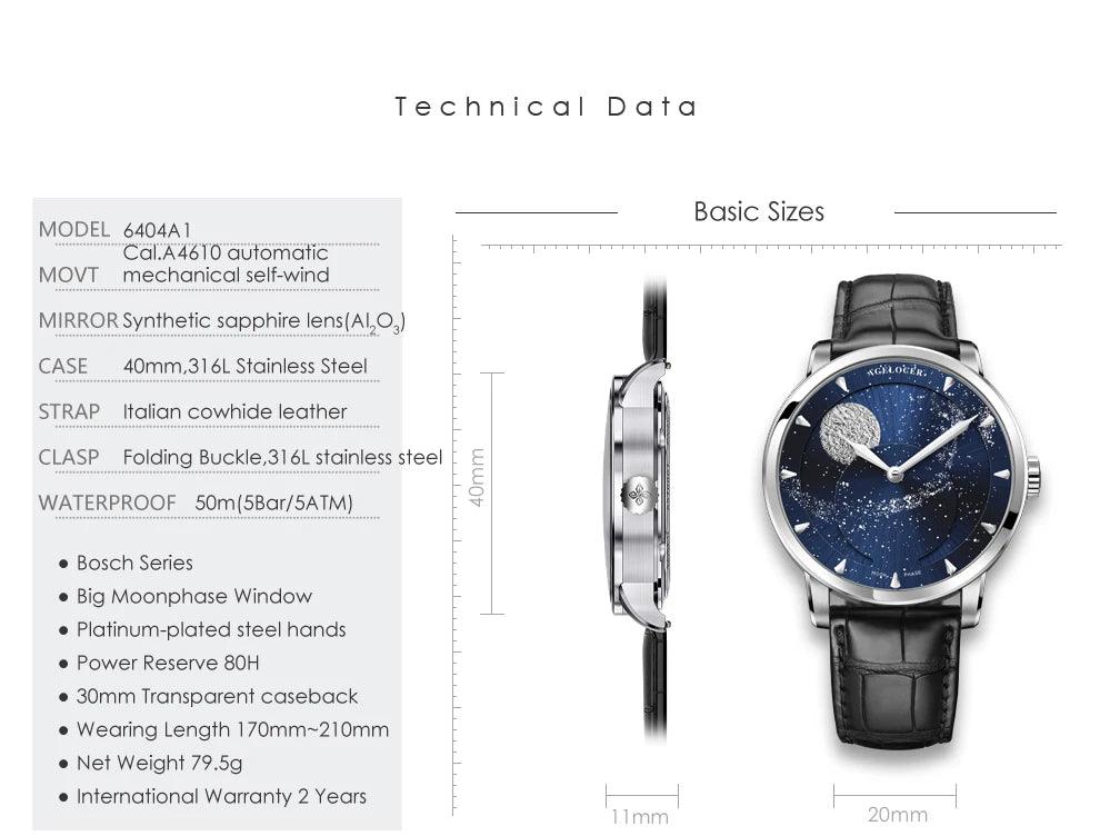 AGELOCER Original Astronomer luxury automatic moon phase watch - ARI