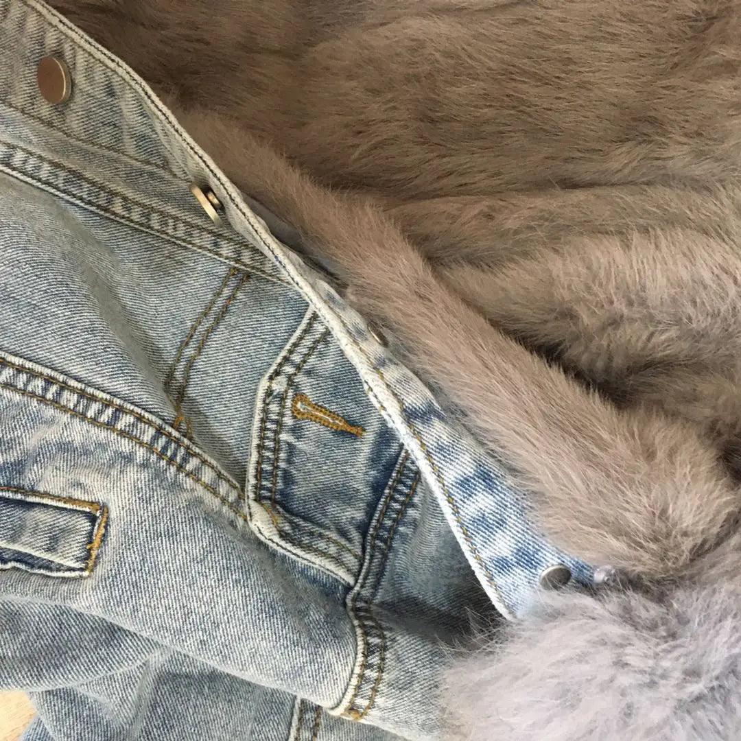 Limited availability Real Fox fur thick warm denim parkas female winter coat - ARI
