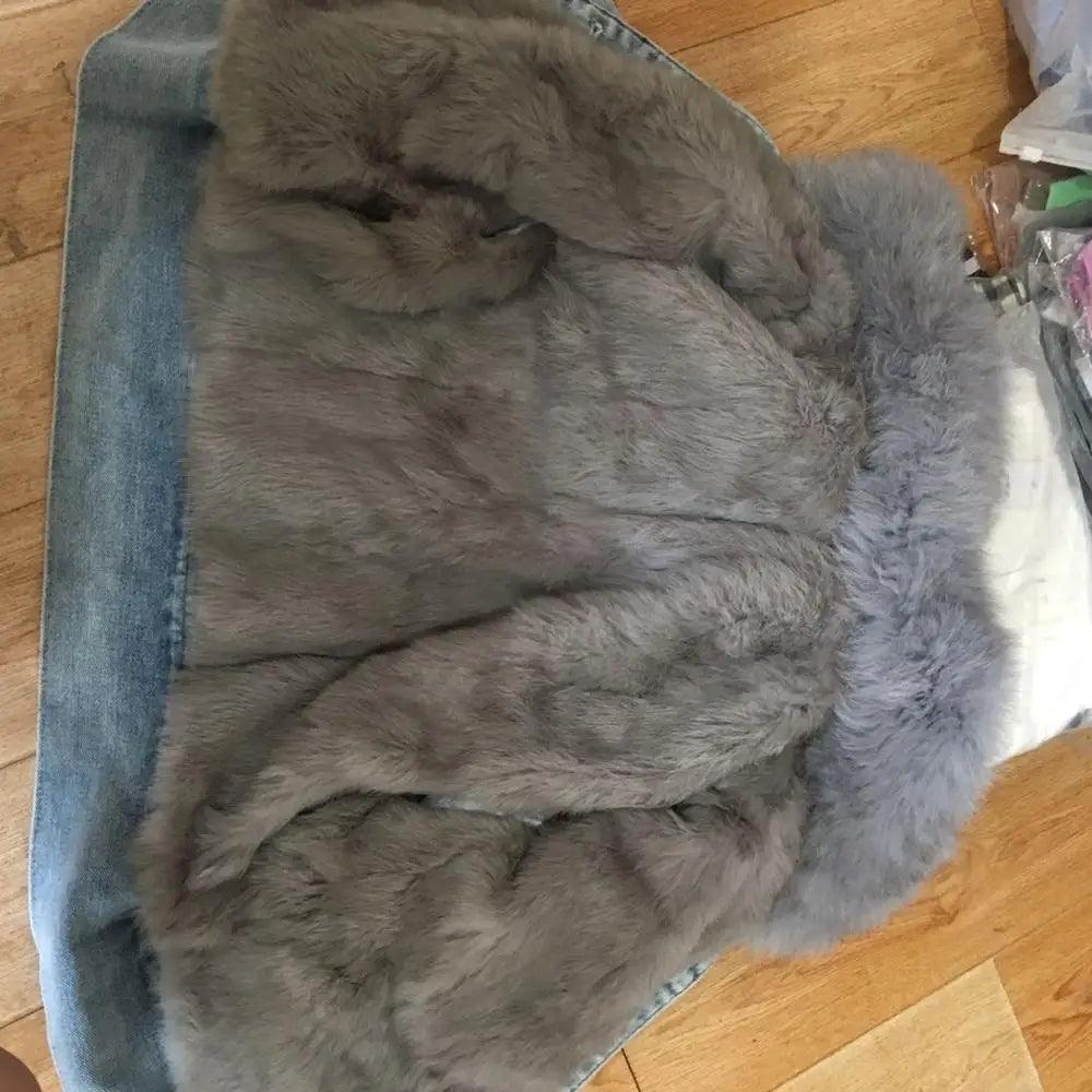 Limited availability Real Fox fur thick warm denim parkas female winter coat - ARI