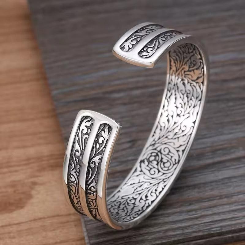 BOCAI Real S925 Silver Vintage Men Bracelet Fashion Heavy Style Jewelry Good Luck Gift - ARI