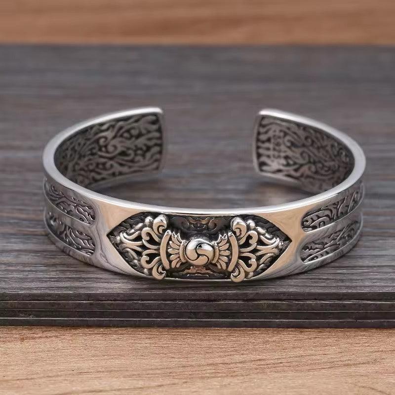 BOCAI Real S925 Silver Vintage Men Bracelet Fashion Heavy Style Jewelry Good Luck Gift - ARI
