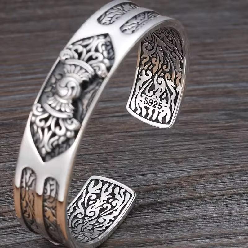 BOCAI Real S925 Silver Vintage Men Bracelet Fashion Heavy Style Jewelry Good Luck Gift - ARI