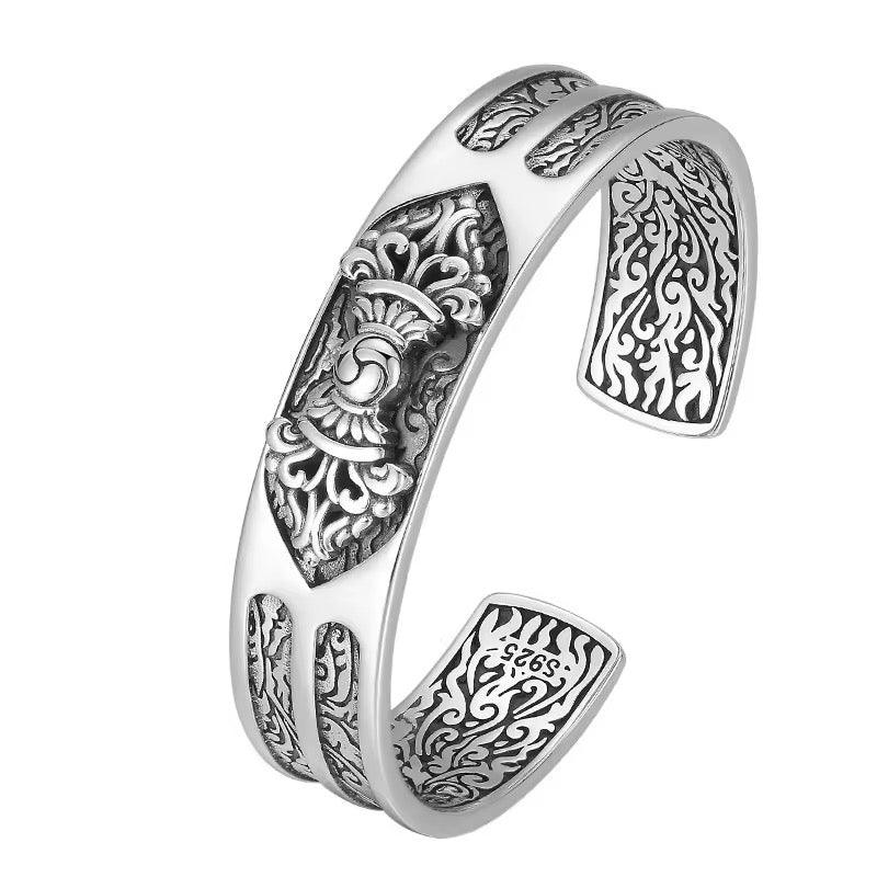 BOCAI Real S925 Silver Vintage Men Bracelet Fashion Heavy Style Jewelry Good Luck Gift - ARI