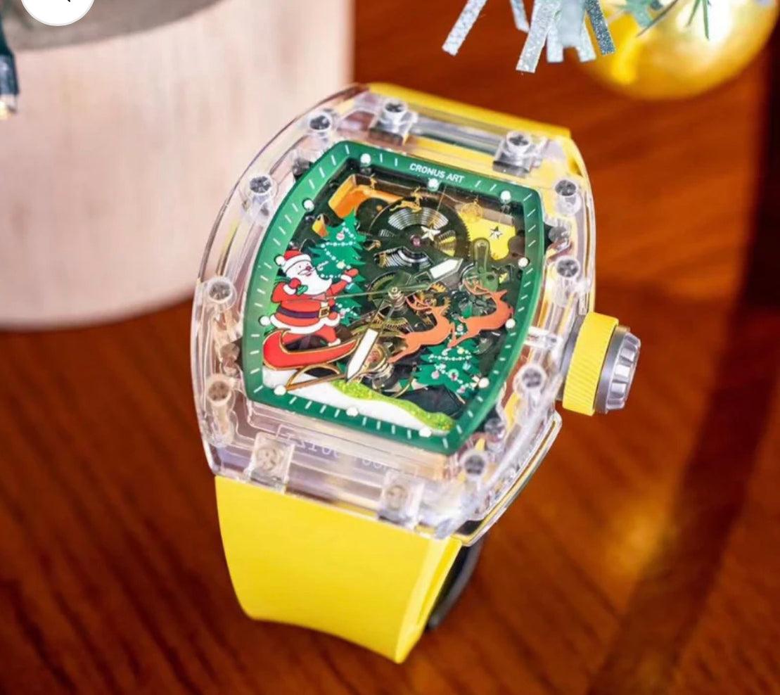 Greek mythology Cronus piece of watch in Cronus Art fluoro rubber strap skeleton christmas dial - ARI