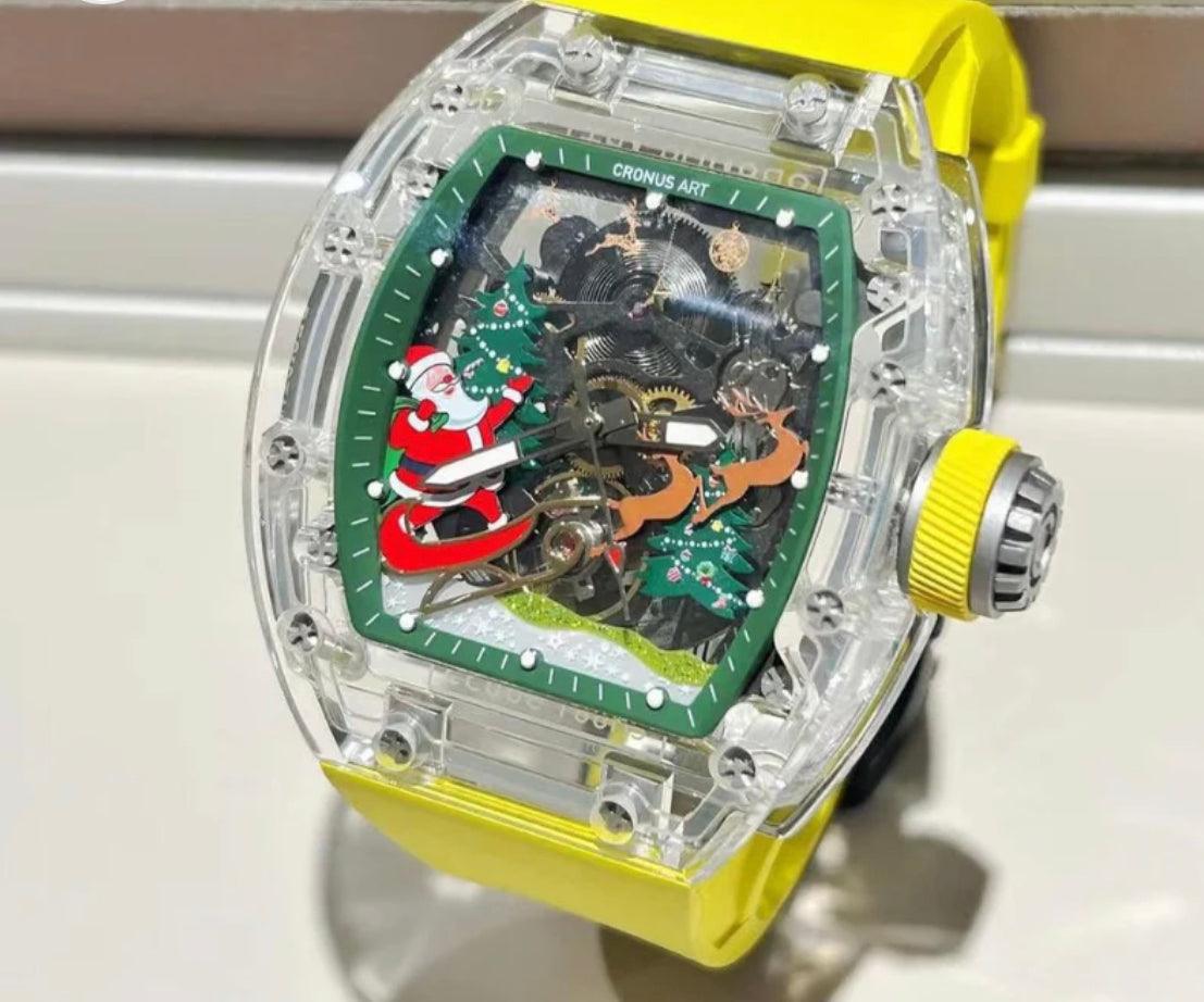 Greek mythology Cronus piece of watch in Cronus Art fluoro rubber strap skeleton christmas dial - ARI