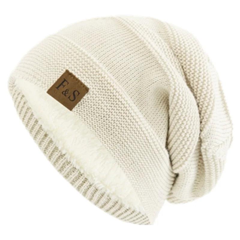 New Unisex Slouchy Hats Fur Lined Warm Beanie Cap Casual - ARI