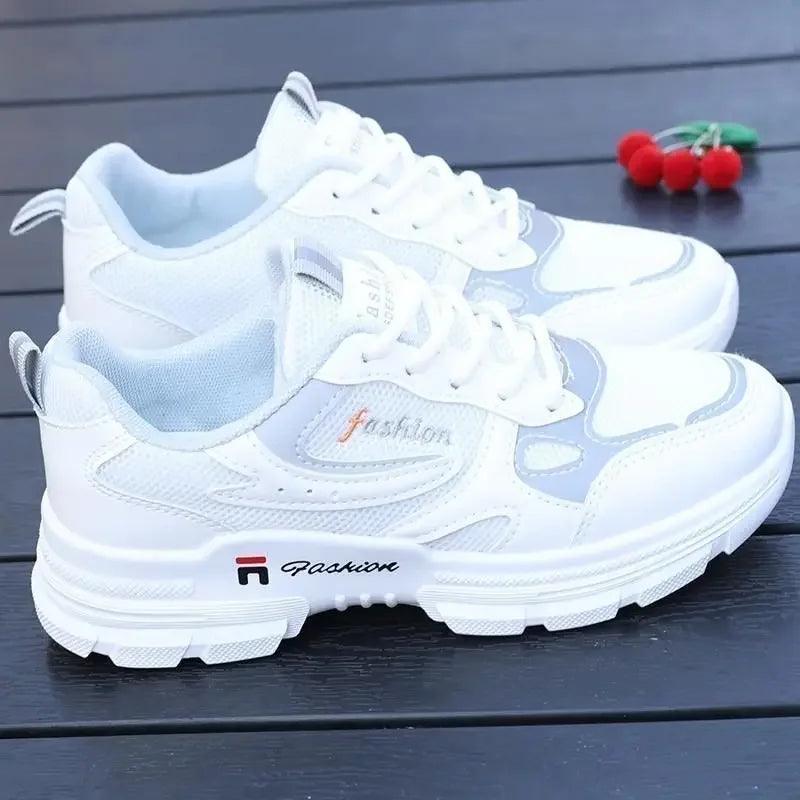 Women Running Shoes Fashion Breathable Walking Mesh Lace Up Platform Shoes Sneakers Women Tenis Feminino White Vulcanized Shoes - ARI