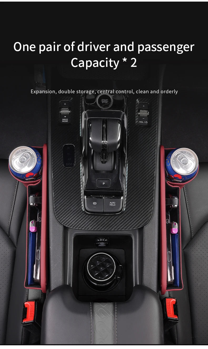 Leather car seat gap multifunction storage box cup holder