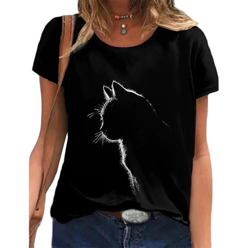 cats lover new fashion t-shirt women 3d cats print t-shirts - ARI