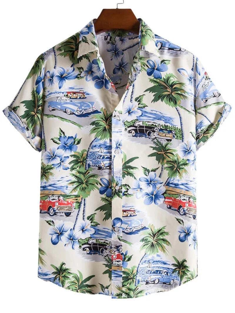 Hawaiian top men's clothing street party men's shirt breathable - ARI
