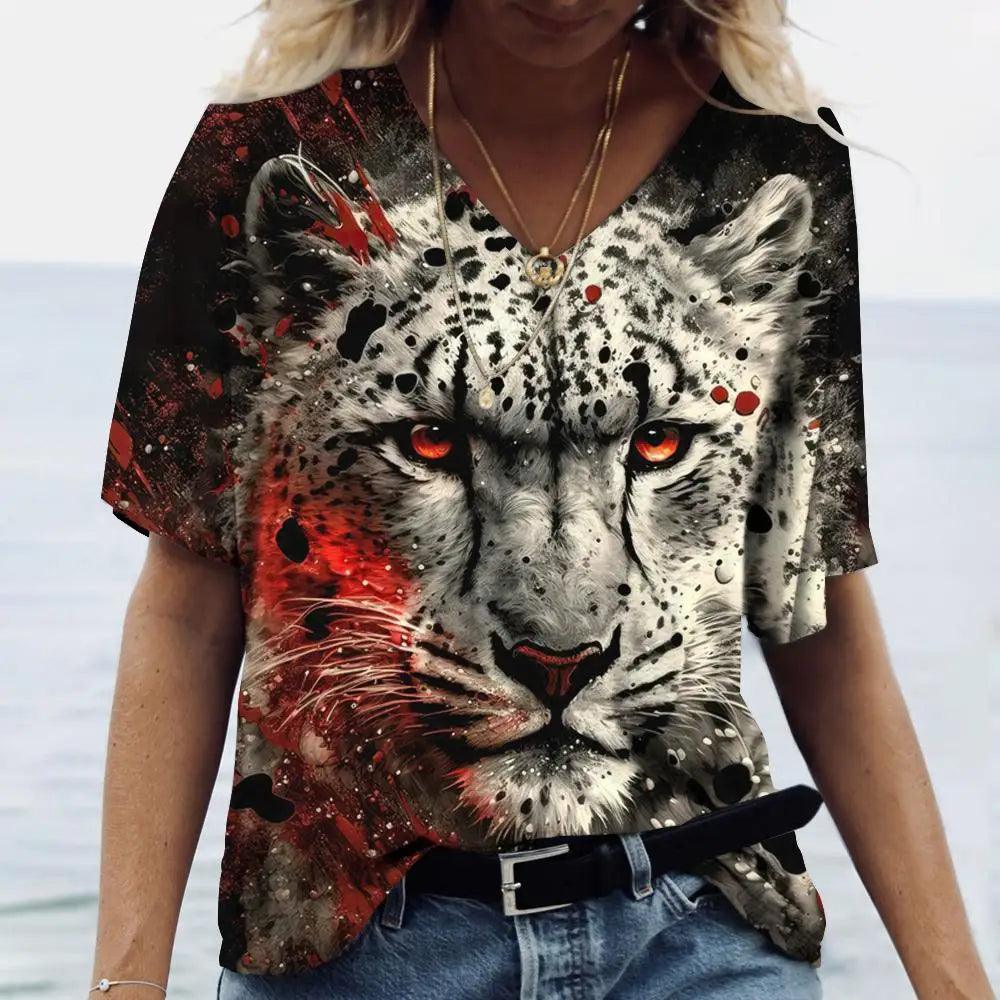 Women t-shirt with animal print streetwear - ARI