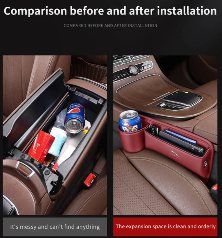 Leather car seat gap multifunction storage box cup holder