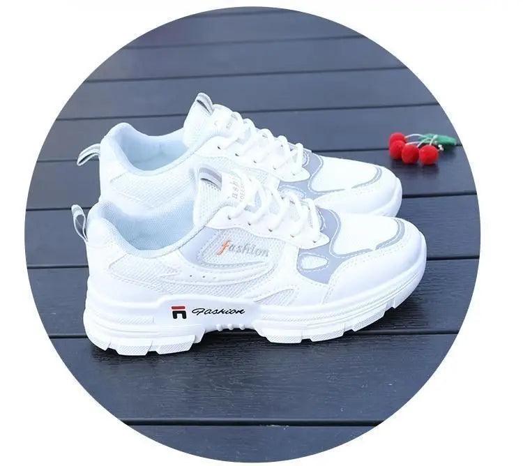 Women Running Shoes Fashion Breathable Walking Mesh Lace Up Platform Shoes Sneakers Women Tenis Feminino White Vulcanized Shoes - ARI