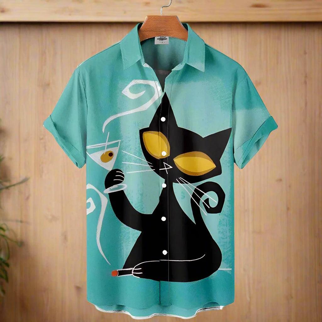 shirt designs of Cartoon animal cat print anime vintage clothing - ARI