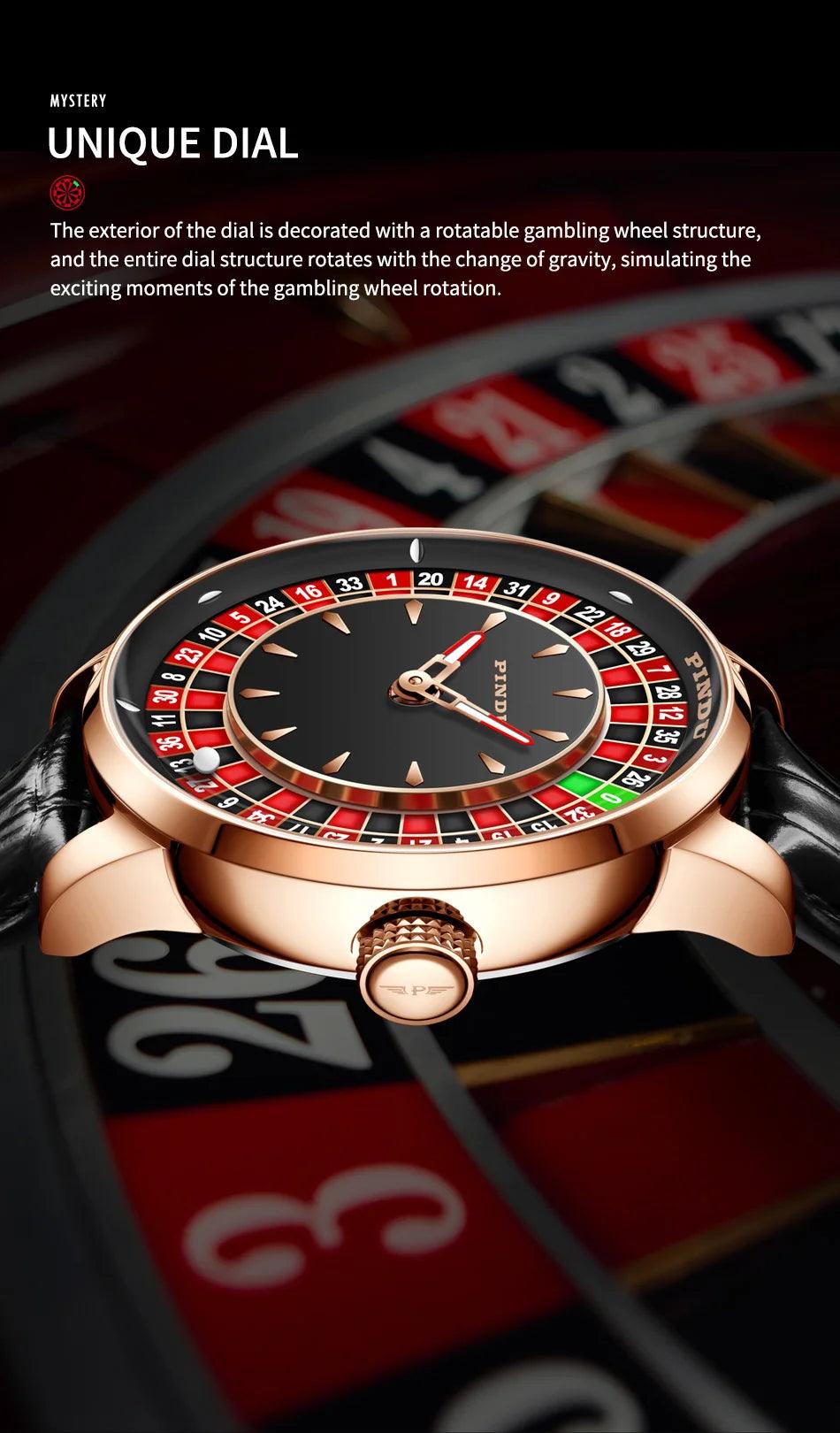 PINDU Design NH35A Movement Watch Rotating Dial Las Vegas Automatic Watch Men Diamond - ARI