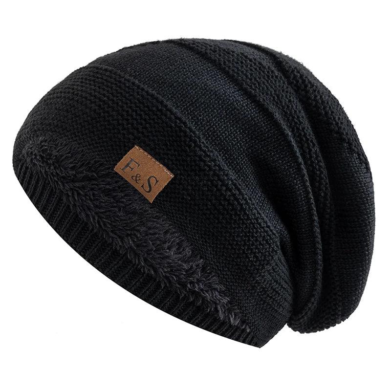 New Unisex Slouchy Hats Fur Lined Warm Beanie Cap Casual - ARI
