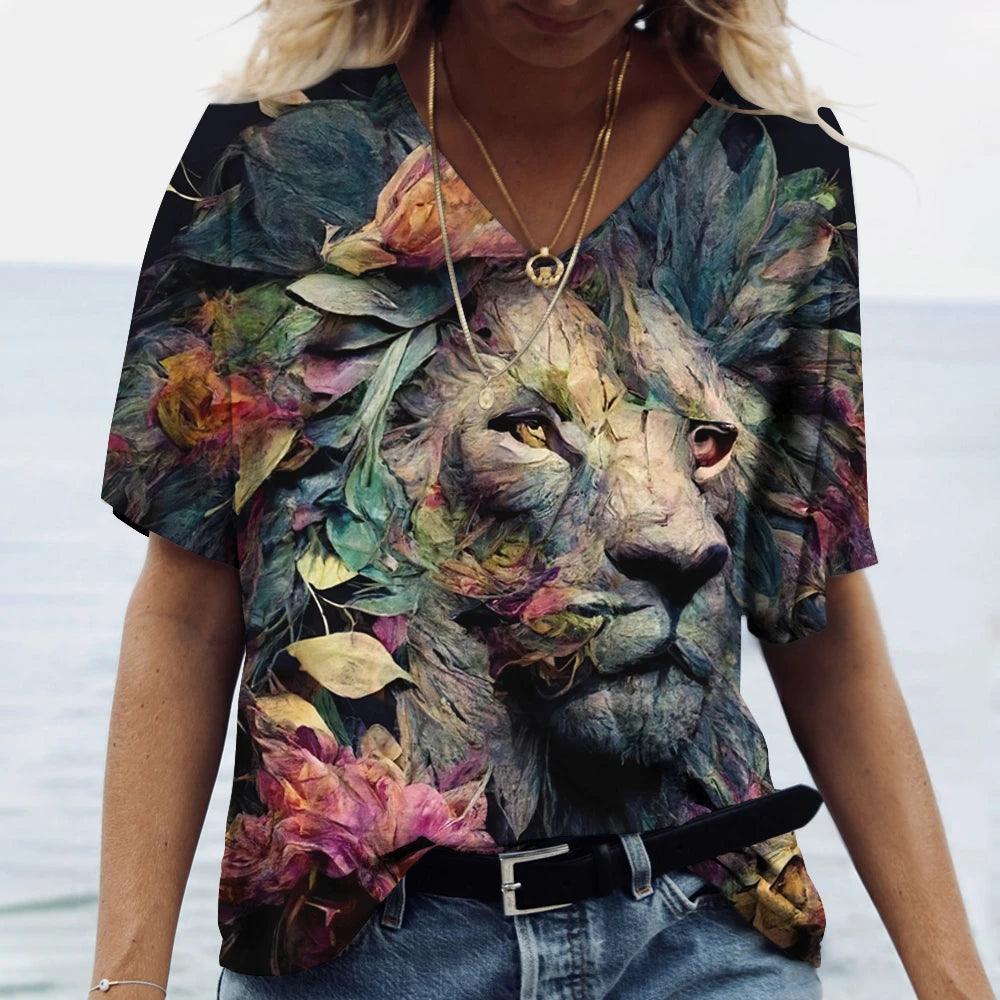 Women t-shirt with animal print streetwear - ARI