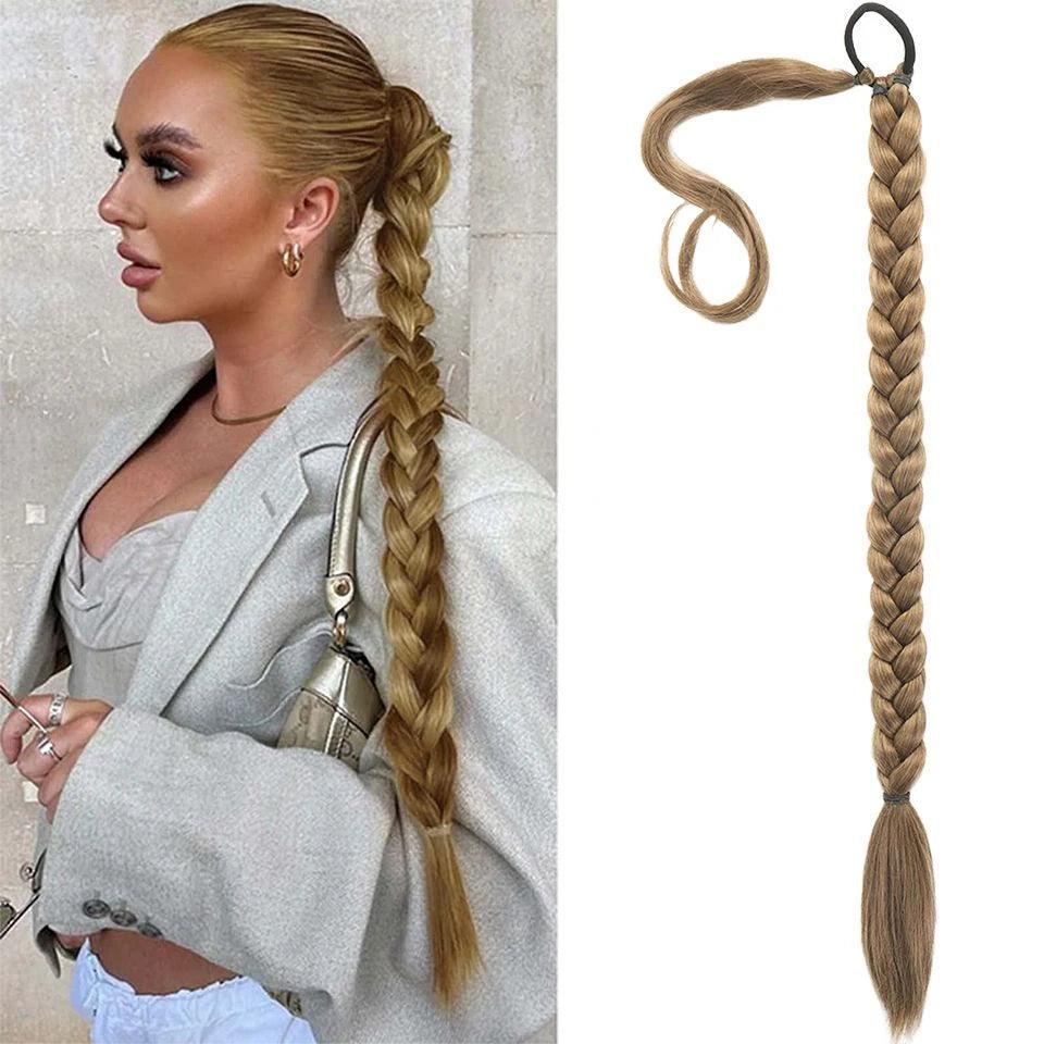 long hair ponytail with elastic tie straight - ARI