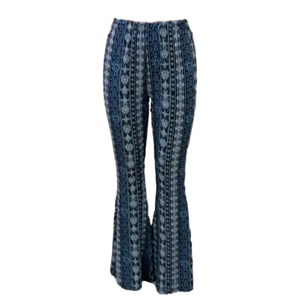 Flared Hem pants with high elastic waist slim fit stretchy long for Women