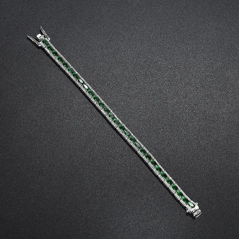 handmade emerald diamond bangle bracelet 925 sterling silver wedding jewelry gift for women - ARI