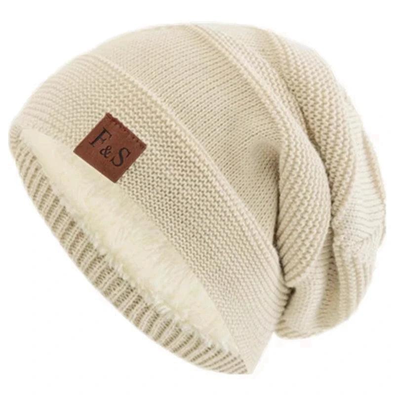 New Unisex Slouchy Hats Fur Lined Warm Beanie Cap Casual - ARI