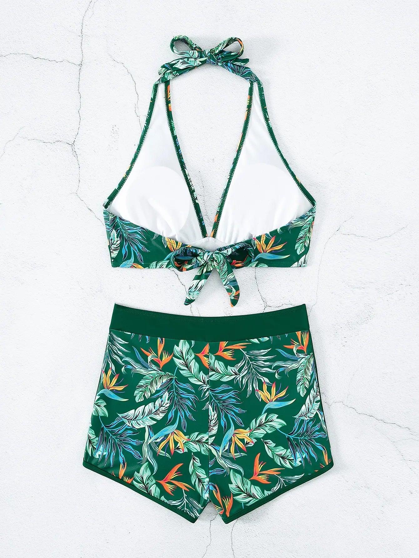 Bikini set short swimsuit women high waist swimwear printed beachwear - ARI