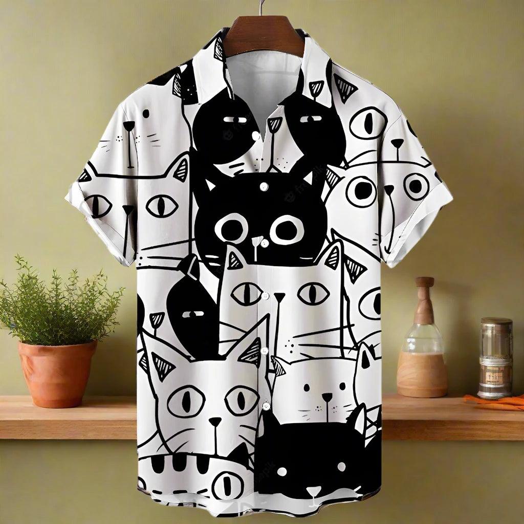shirt designs of Cartoon animal cat print anime vintage clothing - ARI