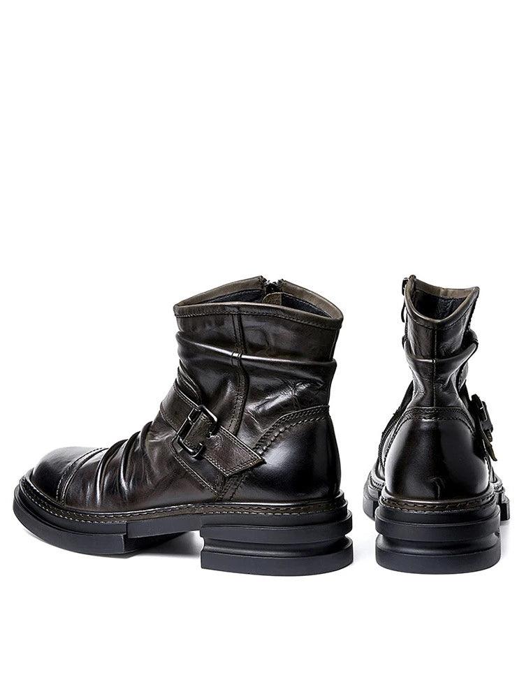 Mens British Style Boots Luxury Genuine Leather Designer Fashion classic Handmade - ARI