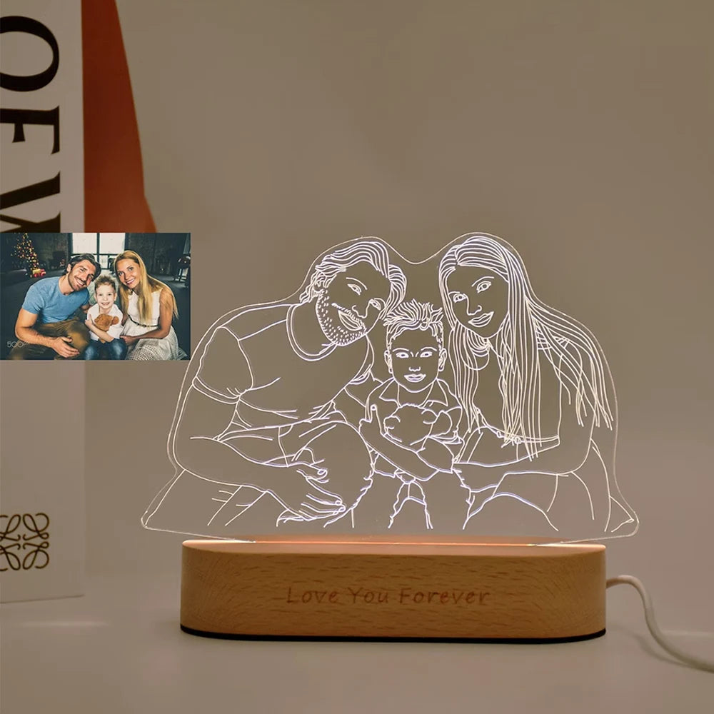 Custom led your photo light romantic 3d night lamp with text for special occasions