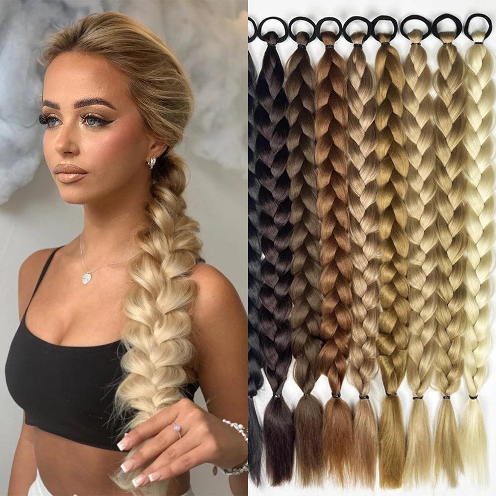 Synthetic long twist braid ponytail extensions with rubber band for women. Perfect for daily use - ARI