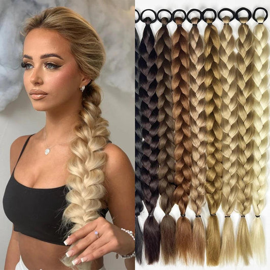 Synthetic long twist braid ponytail extensions with rubber band for women. Perfect for daily use - ARI