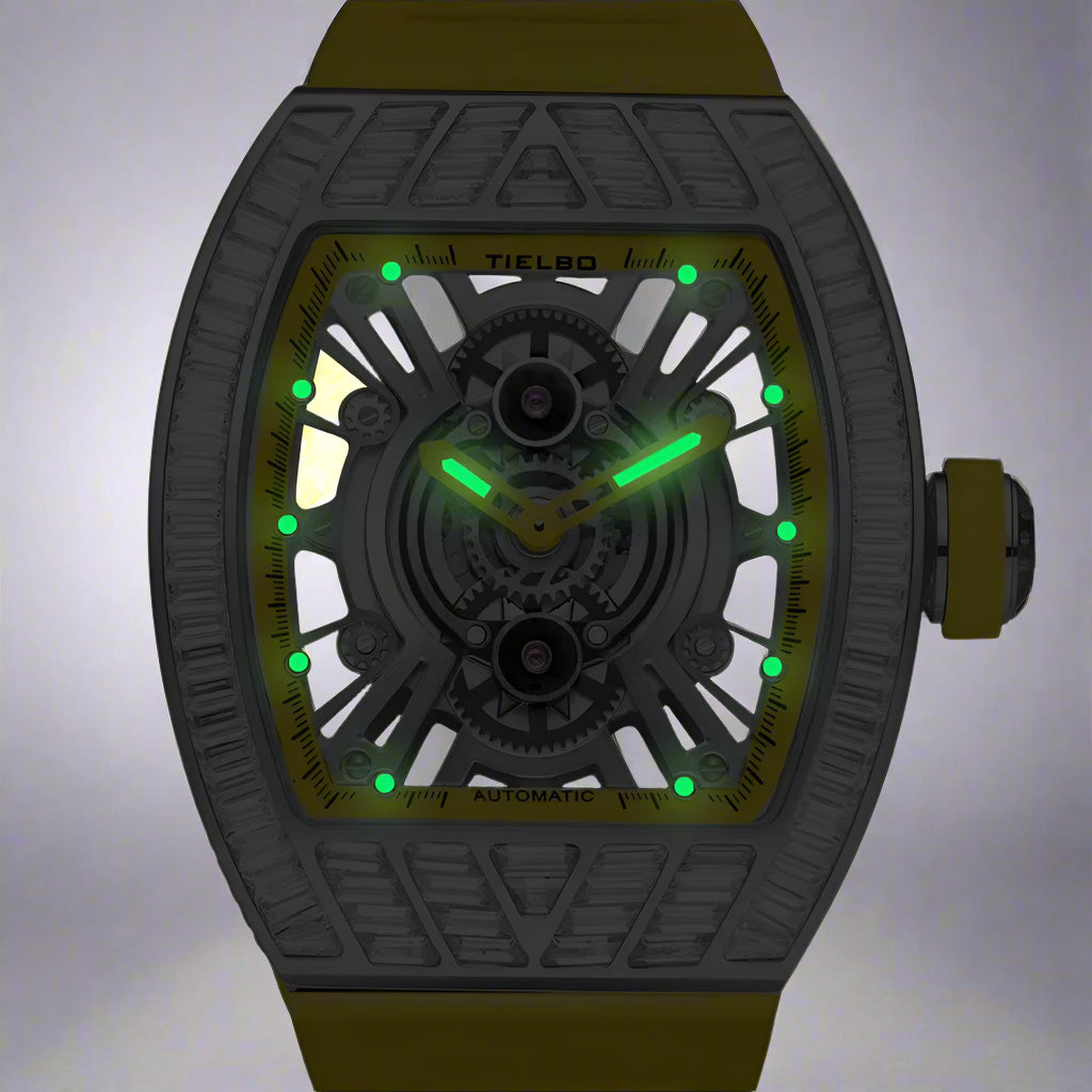 TIELBO sapphire luminous hands, crystal hollow design mechanical watch