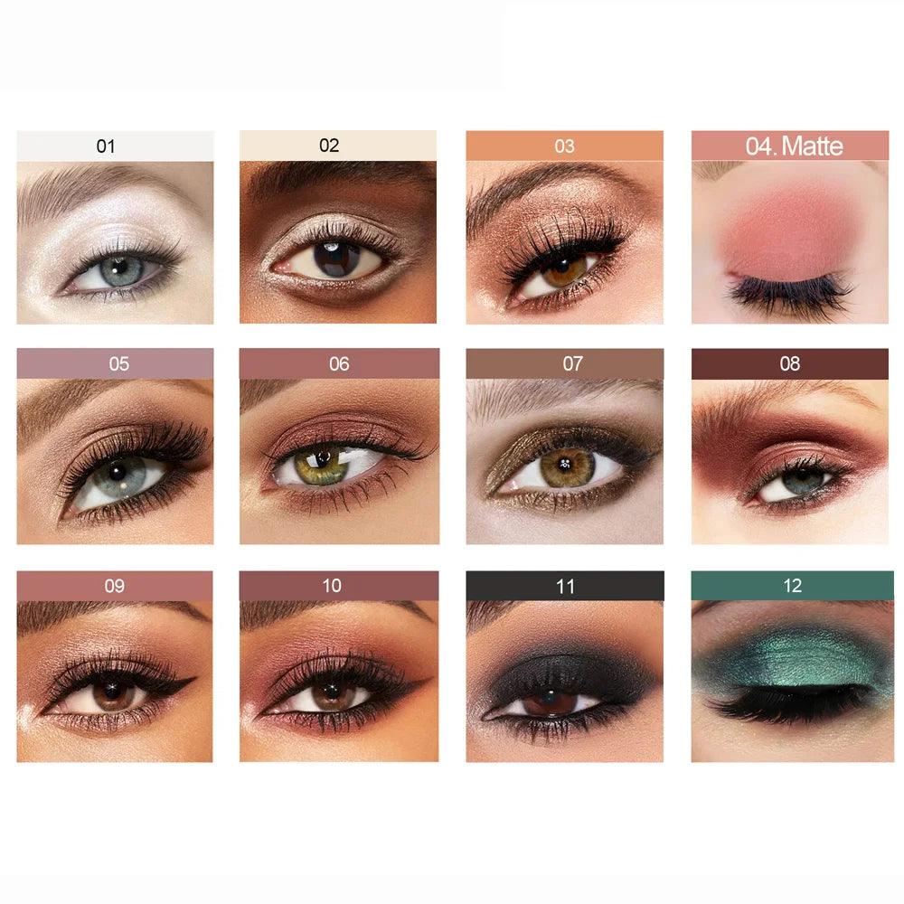 12pcs eyeshadow stick shimmer matte eyeliner highlighter - ARI