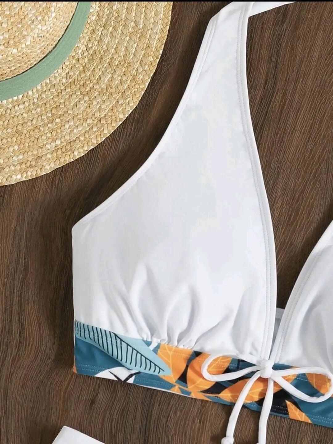 Bikini set short swimsuit women high waist swimwear printed beachwear - ARI