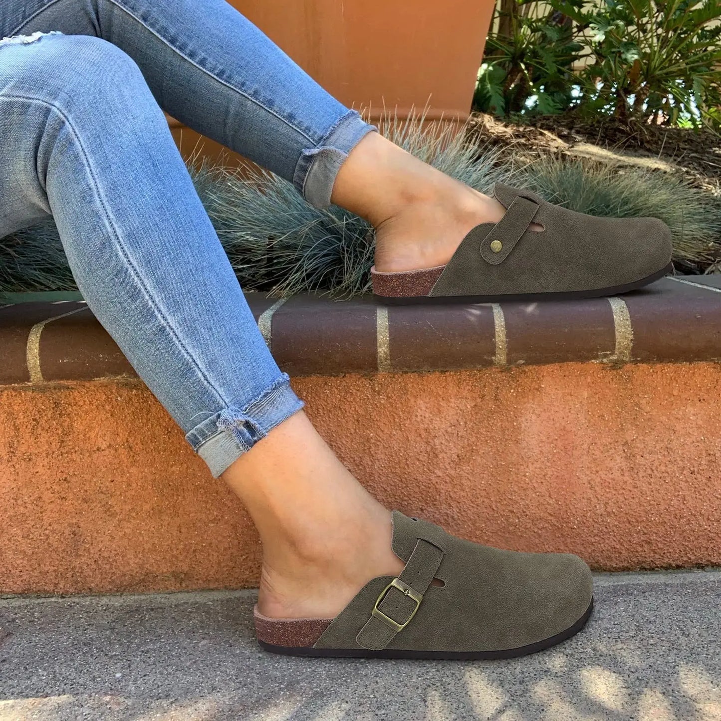 Kidmi soft leather adjustable buckle slipper