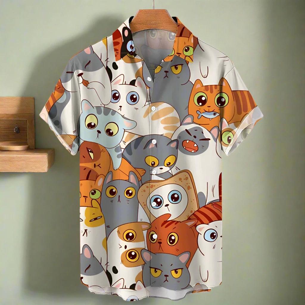 shirt designs of Cartoon animal cat print anime vintage clothing - ARI