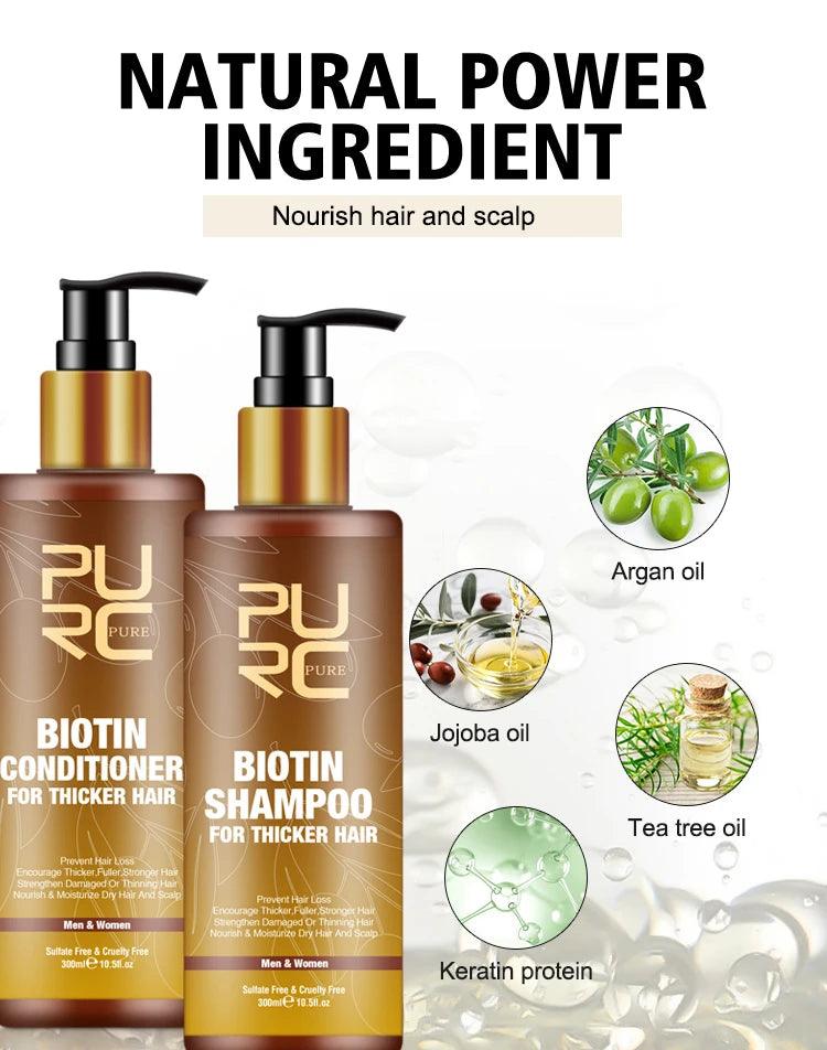 PURC,Biotin fast hair growth oil shampoo conditioner set anti hair loss - ARI