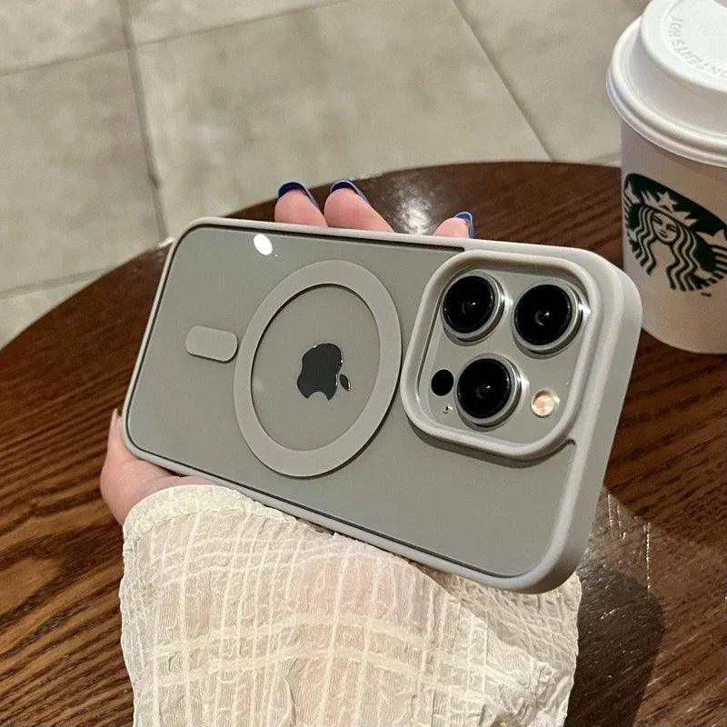 Luxury safe transparent case for iphone - Wireless charge magnetic bumper cover - ARI