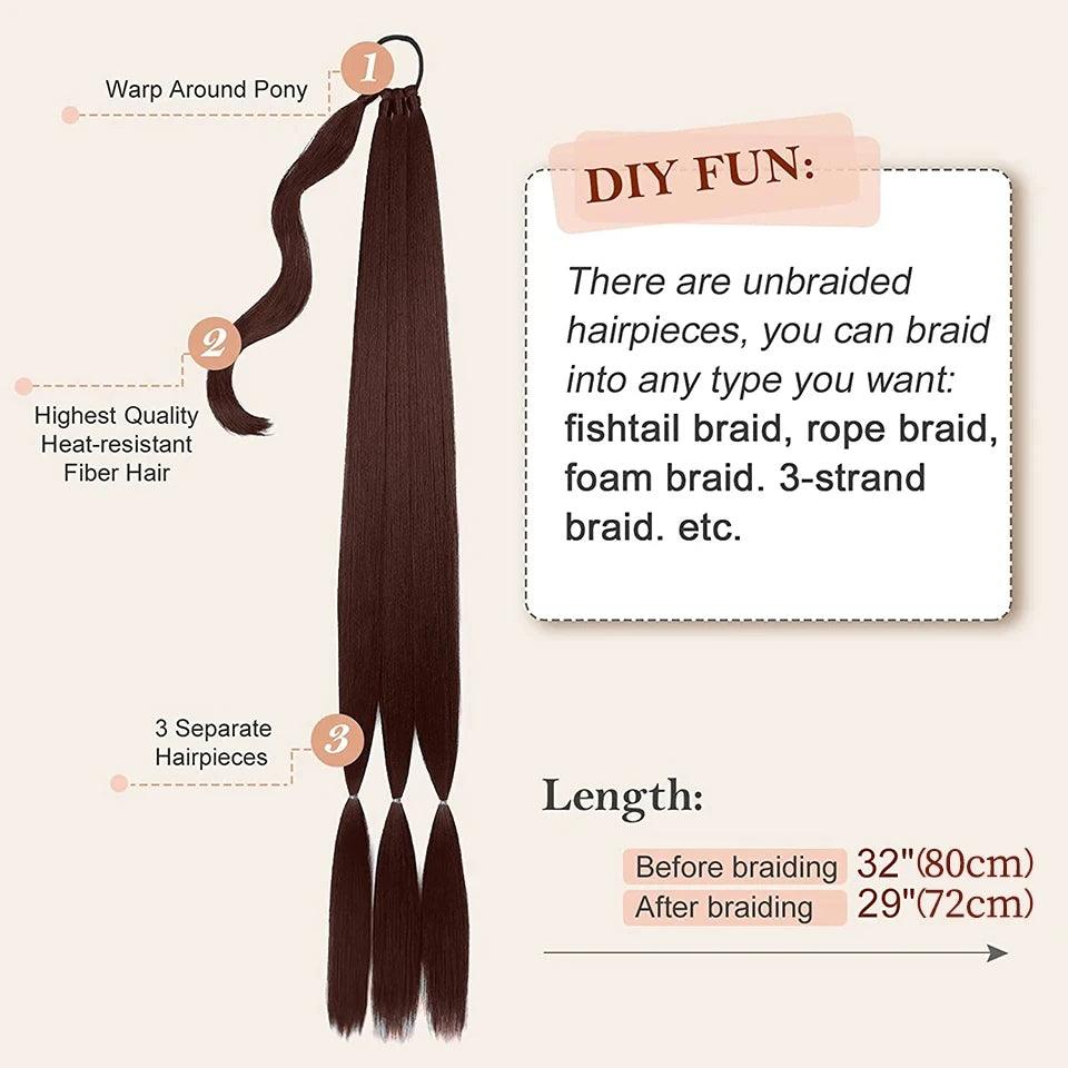 long hair ponytail with elastic tie straight - ARI