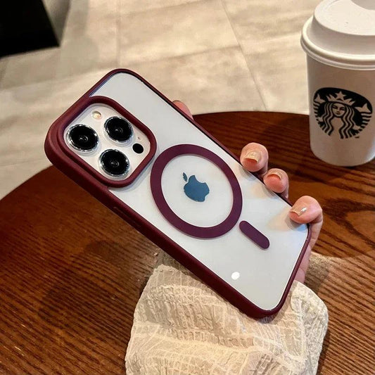 Luxury safe transparent case for iphone - Wireless charge magnetic bumper cover - ARI