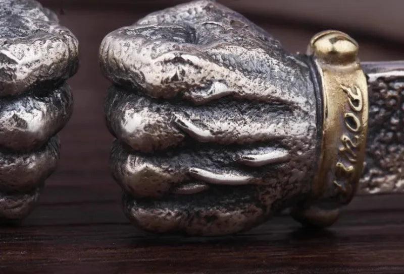 Masculine Fist Shaped Bracelet for Mens Vintage Solid 925 Silver Bangles Classic Jewelry - ARI