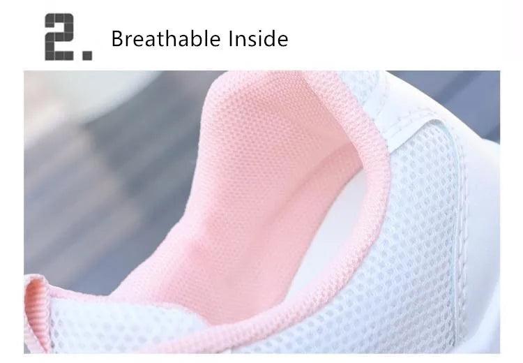Women Running Shoes Fashion Breathable Walking Mesh Lace Up Platform Shoes Sneakers Women Tenis Feminino White Vulcanized Shoes - ARI