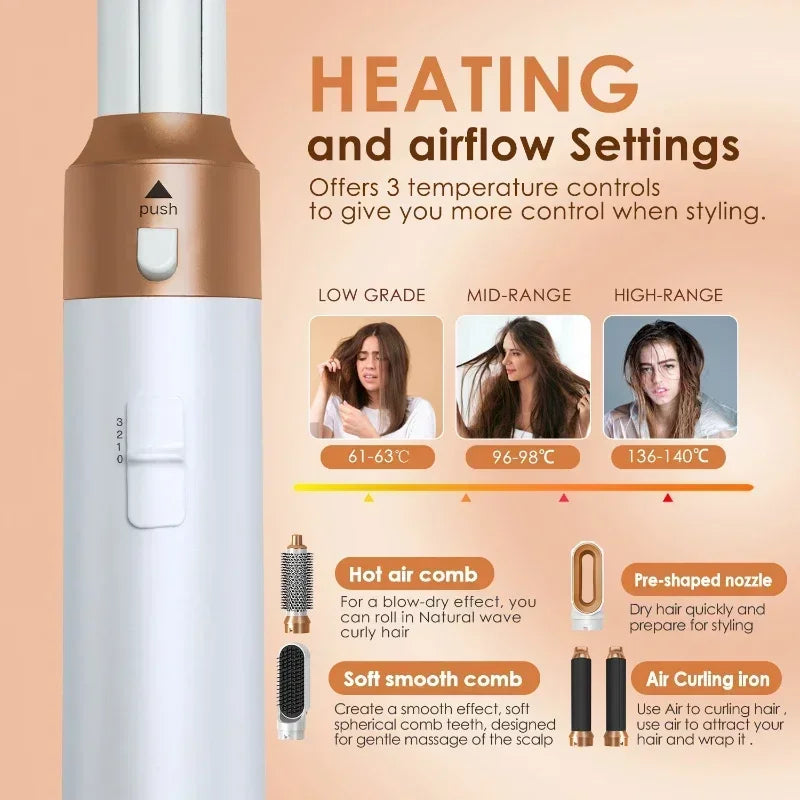 5 in 1 Hair,Dryer,Hot,Comb set professional curling iron hair straightener styling