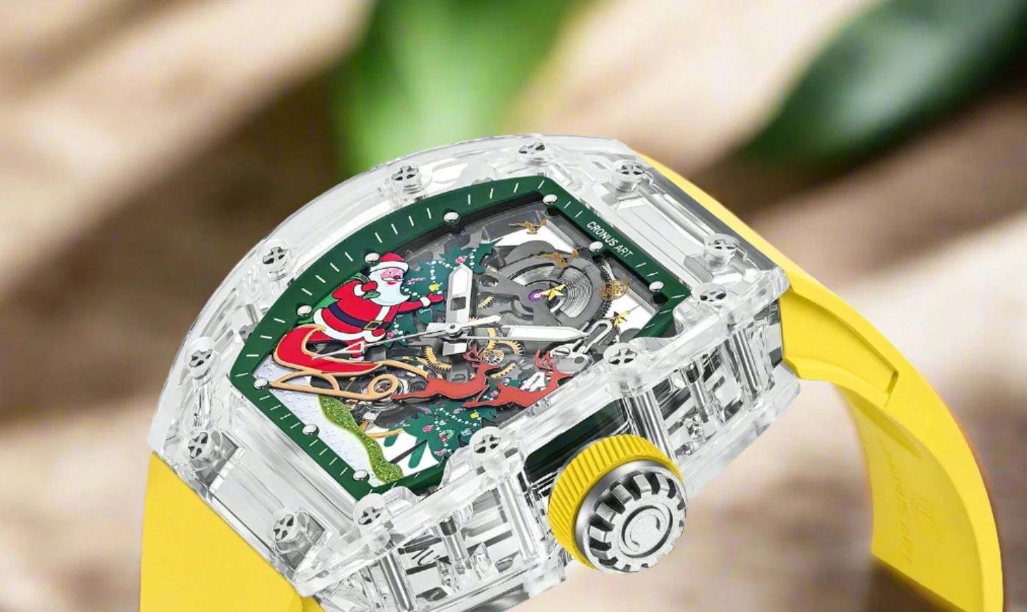 Greek mythology Cronus piece of watch in Cronus Art fluoro rubber strap skeleton christmas dial - ARI